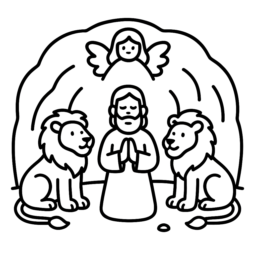 Daniel in the Lion's Den Coloring Page