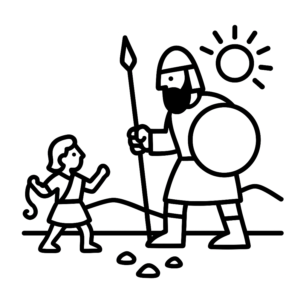 David and Goliath Coloring Page