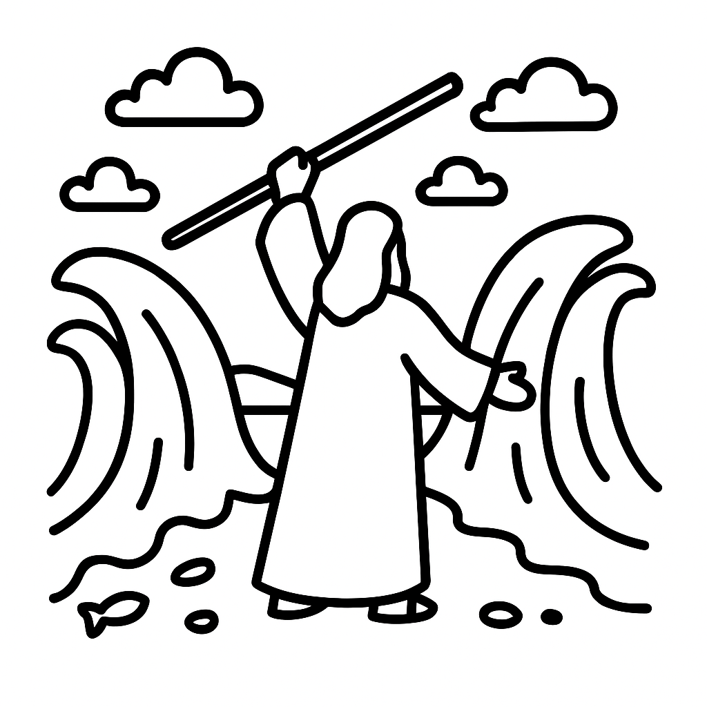 Moses Parting the Red Sea Coloring Page