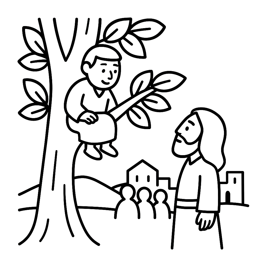 Zacchaeus in the Tree Coloring Page