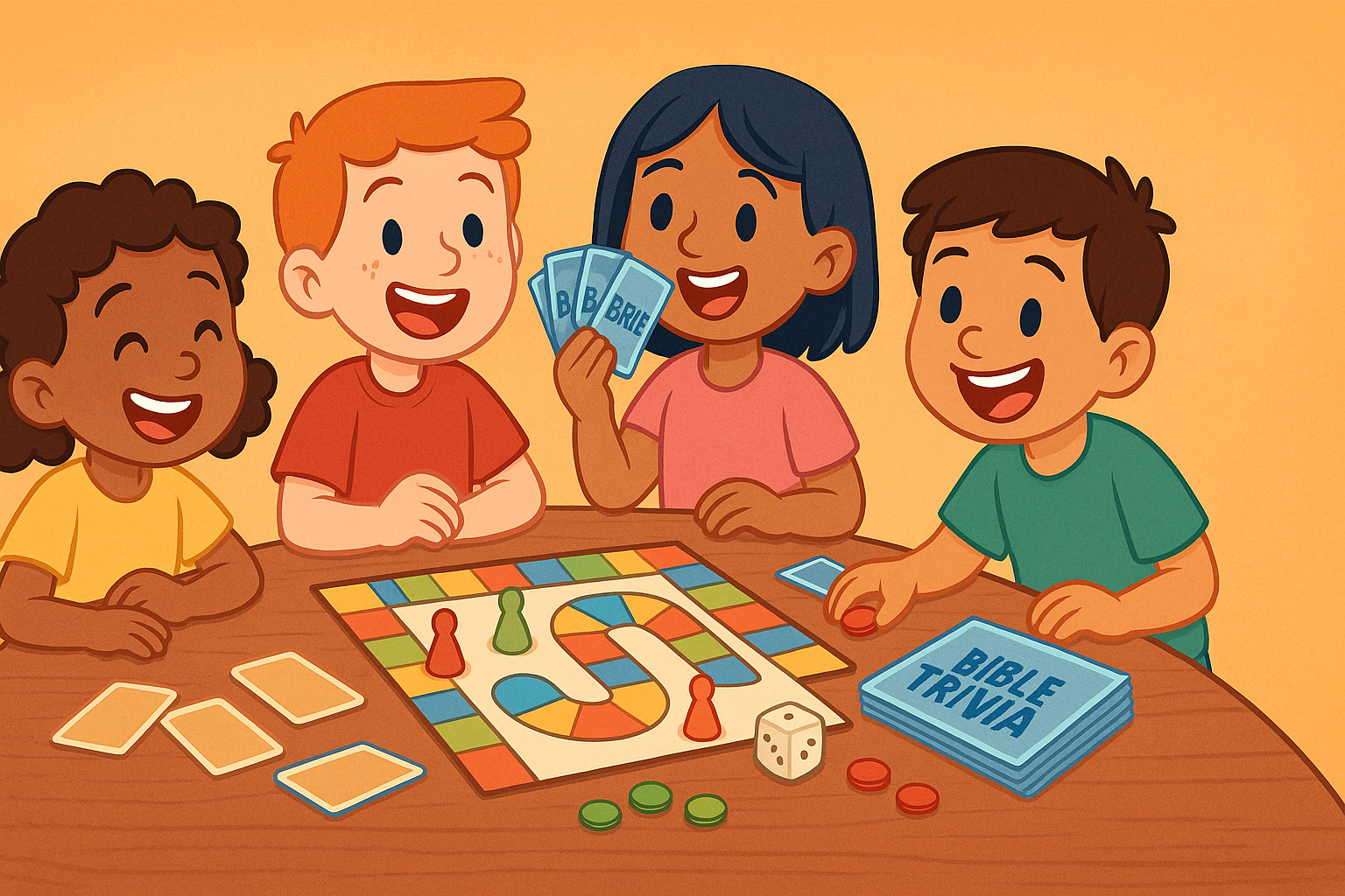 Children playing Bible games together